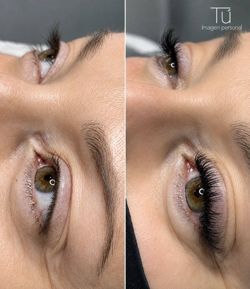 Extensiones de pestañas, antes y después